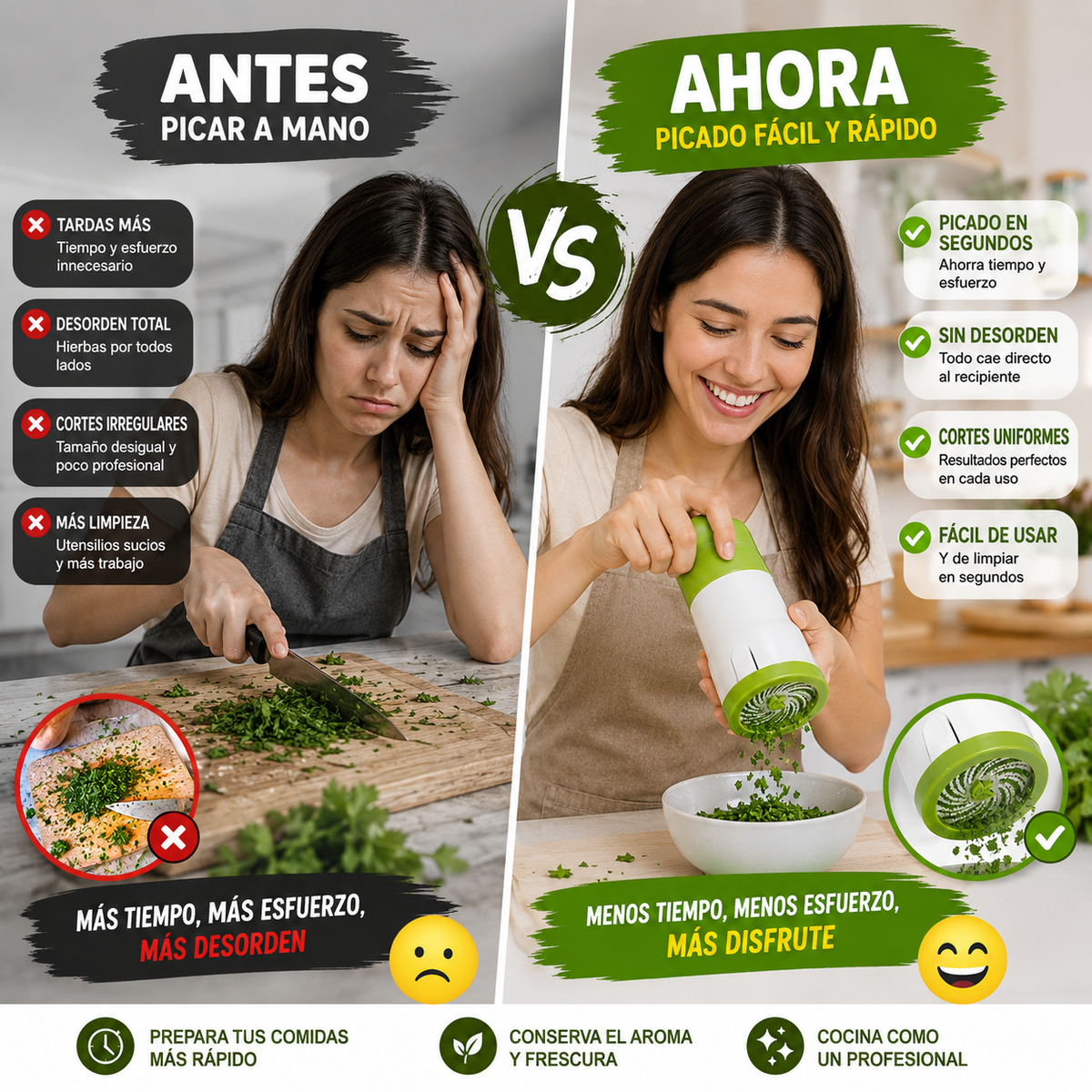 CortaMix™ Pica Hierbas, Verduras y Más con un Solo Giro