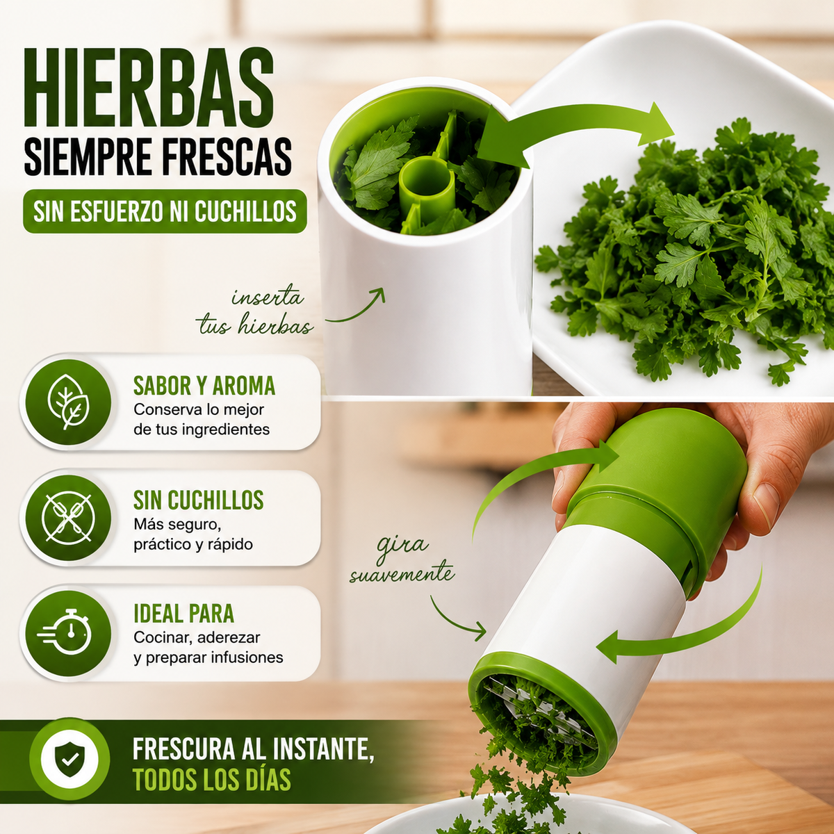 CortaMix™ Pica Hierbas, Verduras y Más con un Solo Giro