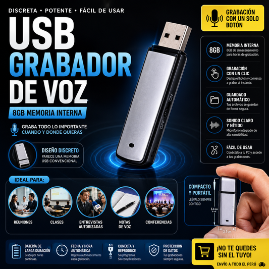 SilentRec™ Memoria USB con Grabación Discreta