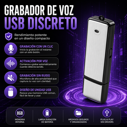 SilentRec™ Memoria USB con Grabación Discreta