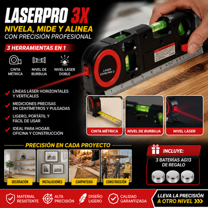 LaserPro 3X™ Mide, nivela y alinea con precisión profesional