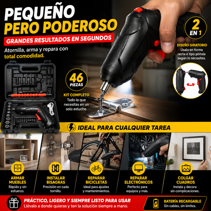 TorqueMax™ Kit Profesional de Atornillador Eléctrico Recargable 46 en 1