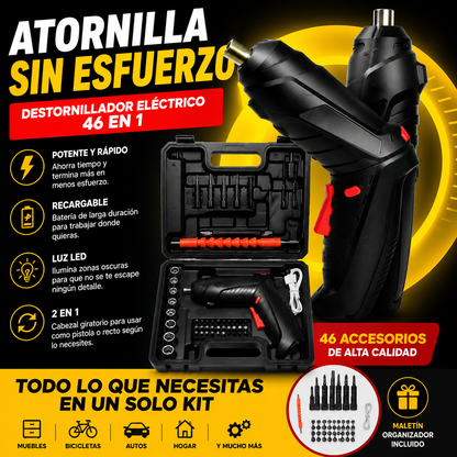 TorqueMax™ Kit Profesional de Atornillador Eléctrico Recargable 46 en 1